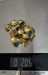 Vintage Gold Tone Multicolor Enamel Cabochon Link Necklace Adjustable 16-19″