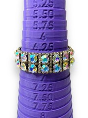 Aurora Borealis Crystal Rhinestone Bracelet 6.75″ Fold Over Clasp Vintage