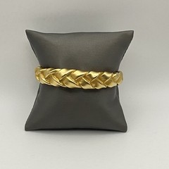 Vintage Erwin Pearl Thick Braided Gold-Tone Cuff Bracelet Statement 90s Runway
