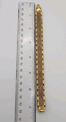 Vintage Gold Tone Filagree Link Open Work Slide Over Woven 7″ Mesh Bracelet Gift