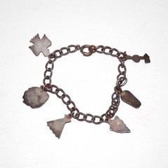 VINTAGE FAUX TURQUOISE Silver Tone SOUTH WESTERN CHARM BRACELET 6 3/4 Inch