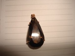 Vintage Nice 14 Kt Solid Yellow Gold Huge Pear Smokey Quartz Pendant Necklace