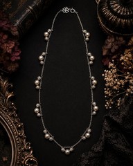 Ann Taylor Silver Tone Faux Pearl & Crystal Station Necklace 32″ Long