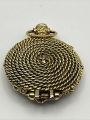 Burgundy Enameled Pocket Watch Style Vintage Fragrance Locket Pendant