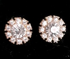 Vintage Fauceted glass Stone & Multi Stone Round Glamorous Earrings. Gold Tone