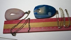 2 STONE GEMSTONE PENDANTS & STERLING SILVER 19″ NECKLACES AMETHYST & MORE