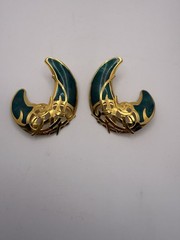 Vintage Edgar Berebi Green Enamel Gold Tone Post Earrings