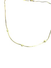Vintage 80s Dainty Goldtone Necklace Faux Pearl Beads Spring Ring Clasp 16 inch