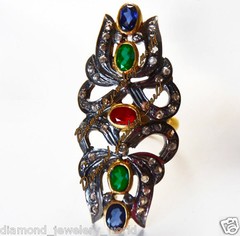 Stunning 1.75ctw Rose Cut Diamond Gemstone Studded Silver Victorian Ring Jewelry
