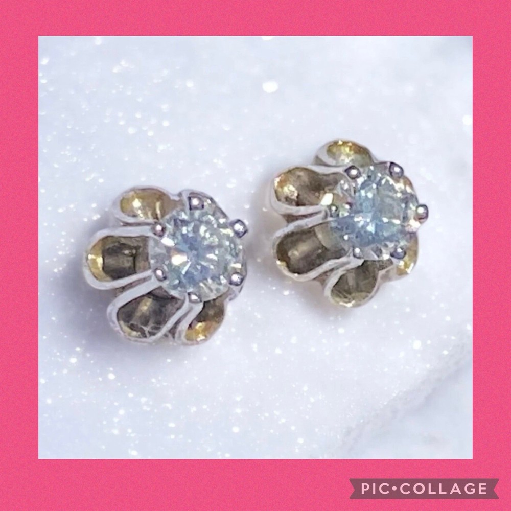 Vintage 14K White Gold Diamond Stud Earrings Belcher Set Appraised @ $1228 Video