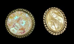 Lot Of 2 Vintage W. Germany Scarf Clips~AB Glass & Ivory Resin~1960s