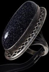 ESTATE VINTAGE STERLING SILVER PURPLE GOLDSTONE RING SIZE 6 FREE USA SHIPPING