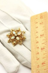 14k yellow gold 2.50ctw white precious opal 1.25 inch pin brooch 6.83g vintage