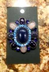Vintage Silver Tone Purple Rhinestone Open Back Brooch Unmarked Pendant Pin
