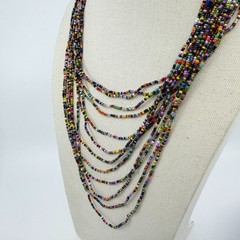 Boho Multi Strand Seed Bead Necklace & Bracelet Set Colorful Layering Festival
