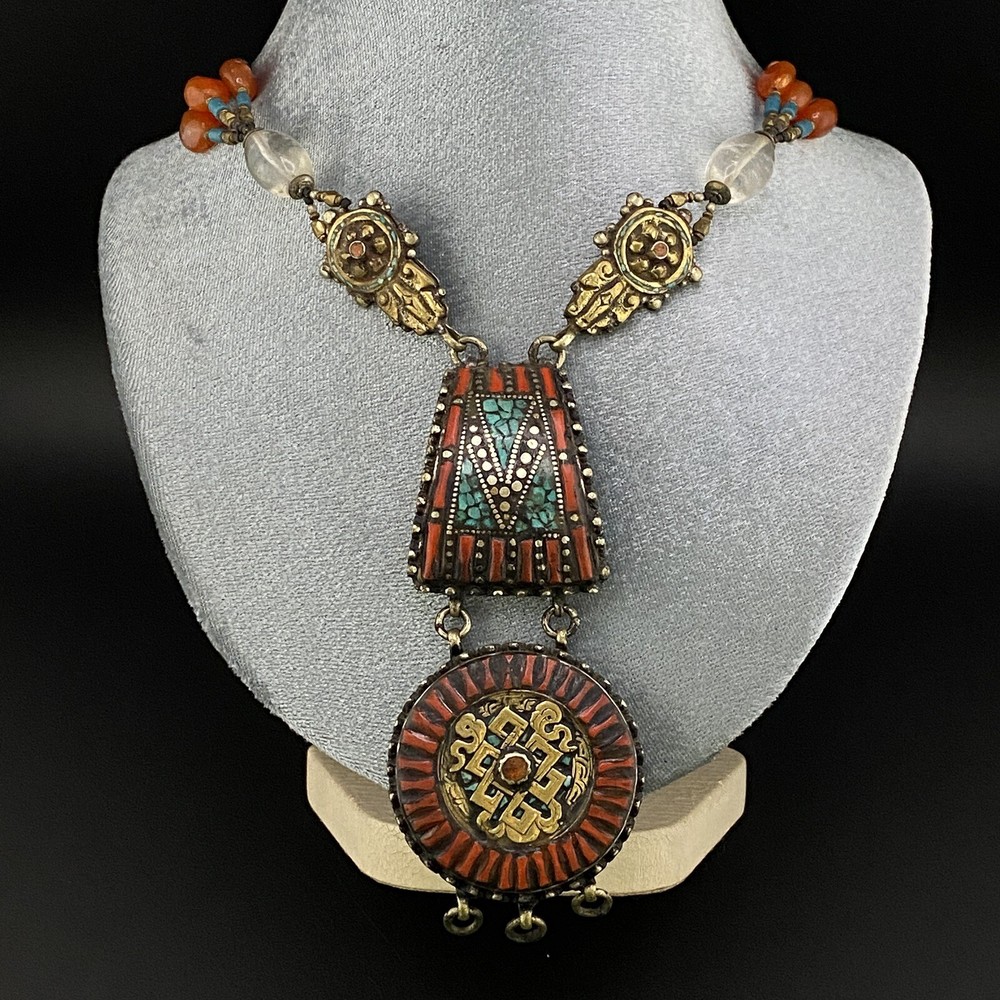 Old Traditional Vintage Piece Of Tibetan Tradition Amazing Ethnic Art Necklace