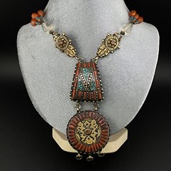 Old Traditional Vintage Piece Of Tibetan Tradition Amazing Ethnic Art Necklace