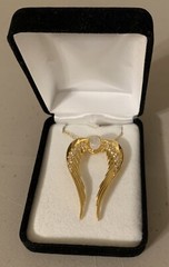 Vintage Sterling Silver Angel Wing Pendant Necklace 20” Gold Over 925