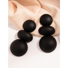 Modern Matte Black Bubble Art Artsy Artistic Earrings Trendy Statement Jewelry