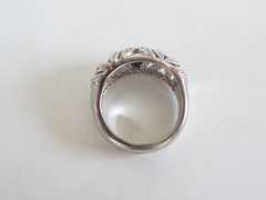 Antique Style Sterling Silver 925 Simulated Sapphire CZ Unique Ring Size 8