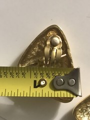 Quality Vintage Large 1 3/4” clip-on Earrings Gold Fortune Cookie
