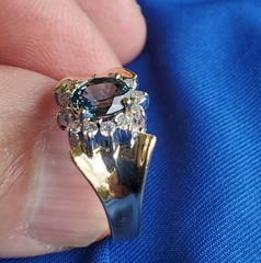 Original EARTH MINED Teal Blue SAPPHIRE DIAMOND Engagement Ring SOLID 14K GOLD 9