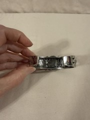 Vintage Tigers Eye And Silver Tone Bracelet Cuff