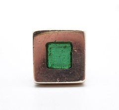 Dinosaur Designs Modernist 925 Sterling Silver Squared Green Glass Ring Size 6.5