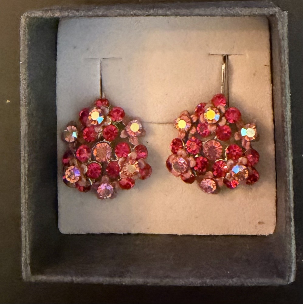 Vintage Gold-Tone Rhinestone Pierced Earrings