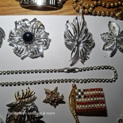 Vintage Costume Jewelry brooch Lot + Etc Rhinestones Earrings bracelet Necklace