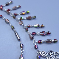 Necklace 18” Multicolor Glass Czech Old Beads Art Deco Style Women`s Jewelry