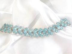 Vintage Sterling Silver 925 Natural Madagascar Blue Apatite Tennis Bracelet 7.5″