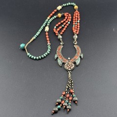 Vintage Turquoise, Coral Tibetan Nepali Beaded Handmade Necklace