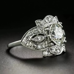 Vintage Art Deco Style 2Ct Lab Created Diamond Engagement 14k White Gold FN Ring