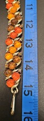 Lisner Thermoset Autumn Orange Amber Brown Pumpkins Necklace Rhinestones 50s