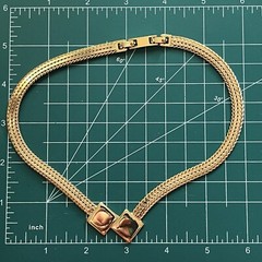 VTG Monte Square Geometric Gold Tone Chain Necklace With Clasp Extender
