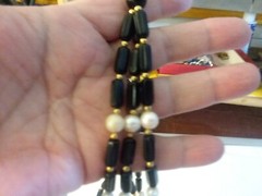 24″ Black and Faux Pearl “TM Trifari” Multiple Strand Necklace 05-01-2024