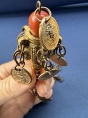 Vintage Yemeni Jewish Amulet Pendant Necklace Coin Charms Tribal