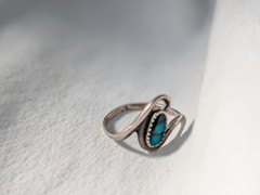 VTG Sterling Silver Navajo WM Wheeler Co. Bezel Abalone Inlay Cabochon Ring S4