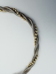VTG Napier Two-Tone Twisted Snake Chain & Bead Bracelet – 7”