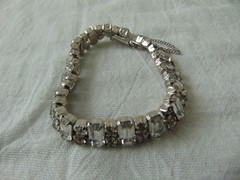 vintage Regency signed clear crystal baquettes rhodium plated bracelet as is