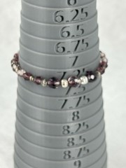 Vintage Beaded Bracelet Shades of Purple Faceted Crystal Silver Tone spacer