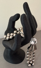 Ikuo Ichimori Paris Bracelet Antique Silver Tone Metal Lg Rhinestone 6″ VTG