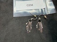 1.45g Vintage Sterling Silver 925 Dangle Drop Fringe Earrings Lightweight M