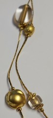 Vintage Beaded Station Necklace & Earrings JC Penny 90s Matte Gold Tone NOS