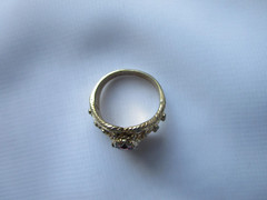 vintage 1970s-1980s ESPO ring, Esposito, purple rhinestone, size 7, GEP