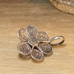 VTG Sterling Silver 3D Lace Filigree Rose Flower Pendant 1.25” AN823-30 N