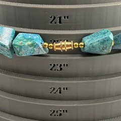 Vintage Cut Polished Stone Necklace Blue 21”