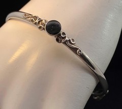 Taxco Mexico Sterling Silver Onyx Bangle Bracelet B91