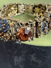 Hollycraft rhinestone bracelet Clamper Bangle Hinged 1950s Unique